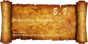 Bukovits Vilmos névjegykártya
